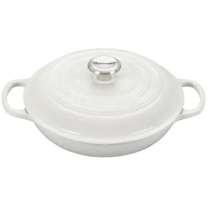 Le Creuset Signature Enameled Cast Iron Braiser with Stainless Steel Knob, 2.25-Quart, White