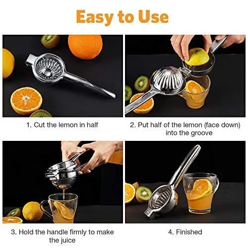 Lemon Squeezer Super High Quality Stainless Steel 304 Hand Press Juicer Manual Citrus for Juicing Lemon ＆ Limes, Vegetables 2.3Inch Middle