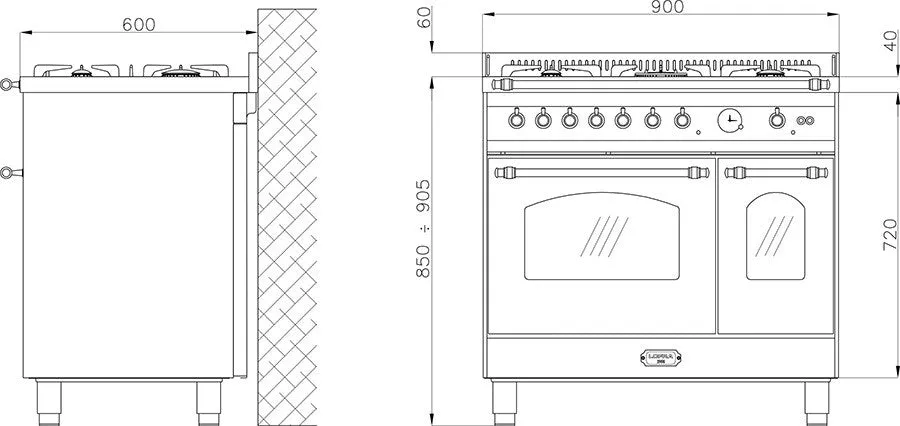 Lofra Dolcedvita 90 RBID 96MFTECI GvGt Gas Dual Fuel Range Cooker 90cm