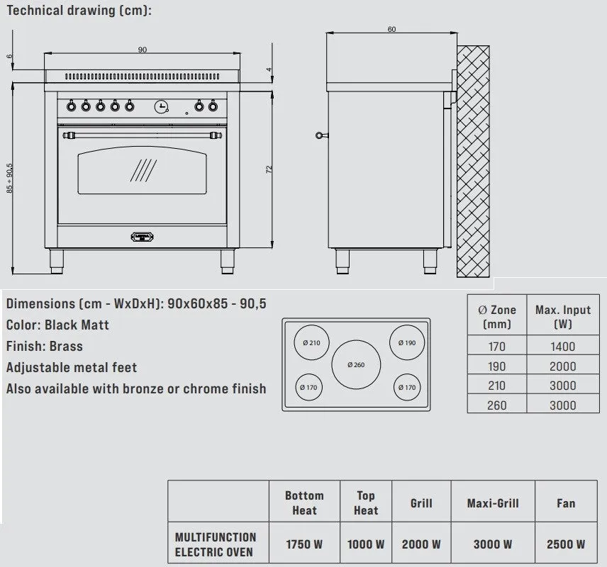 Lofra Dolcevita 90 RBPD 96MFTE/5I Induction Electric Range Cooker 90cm