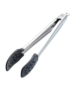 MasterClass Nylon-Headed 28cm Metal Kitchen Tongs Silver