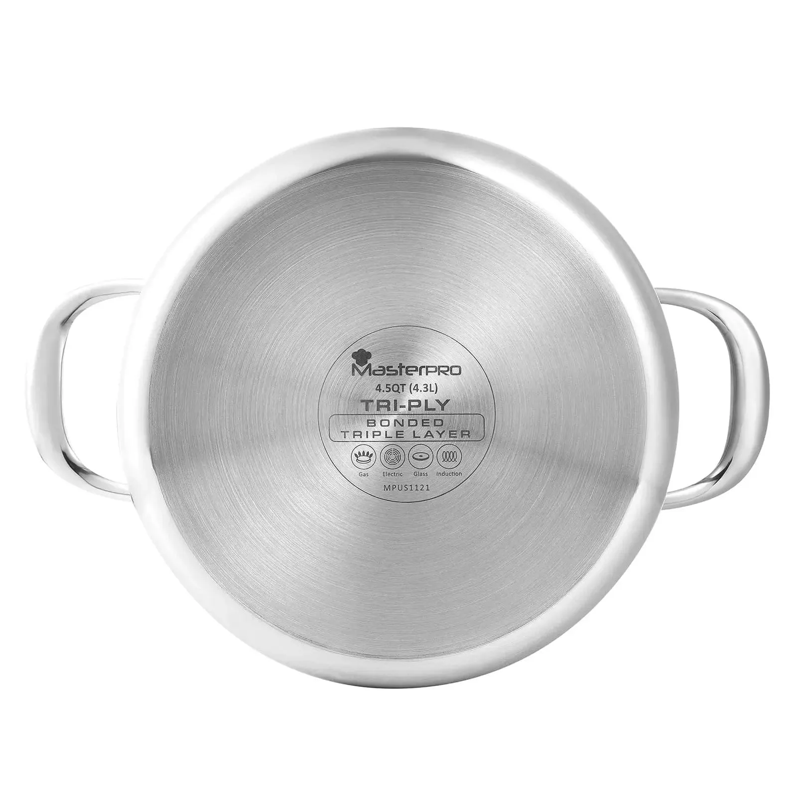 MasterPro Casserole Dish With Glass Lid Tri-Ply Stainless Steel 22cm