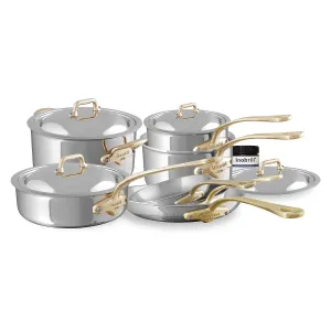 Mauviel M'Cook B 5-Ply 11-Piece Cookware Set, Brass Handles