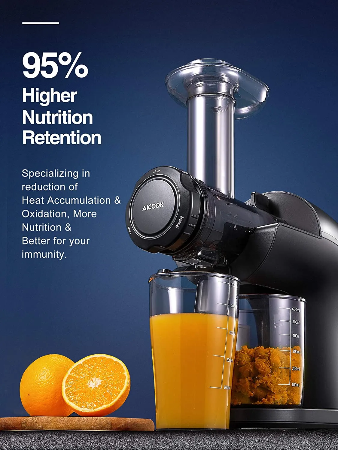 Micro-masticating Technology Cold Press Juicer, High Nutrition, Less Oxidation, Multiple Modes, Recipes Included