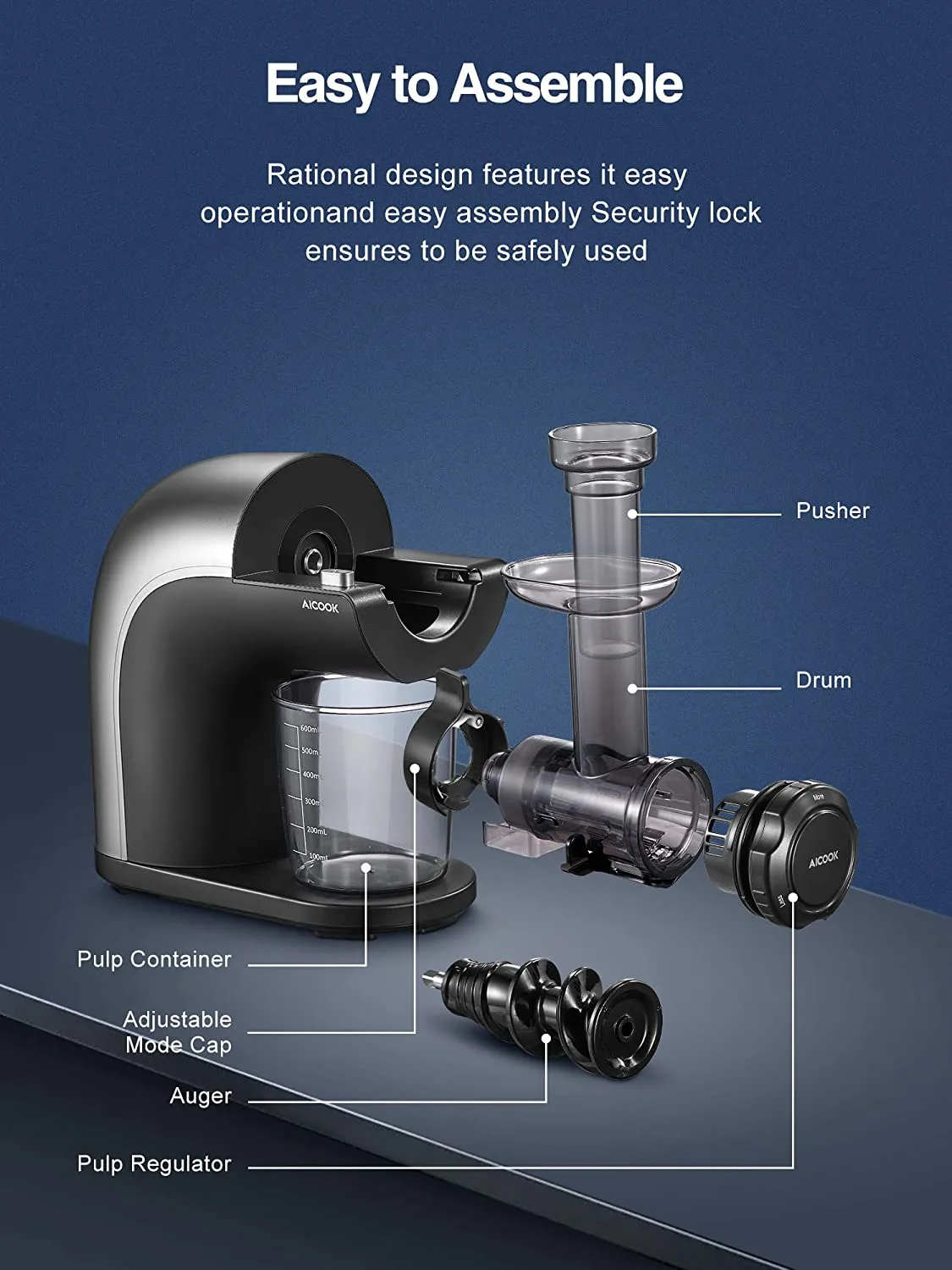 Micro-masticating Technology Cold Press Juicer, High Nutrition, Less Oxidation, Multiple Modes, Recipes Included