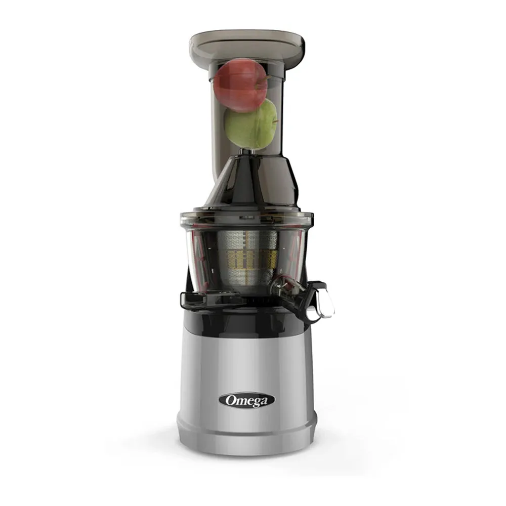 Omega MMV700S Mega Mouth Vertical 240-Watt Low Speed Juicer, Silver