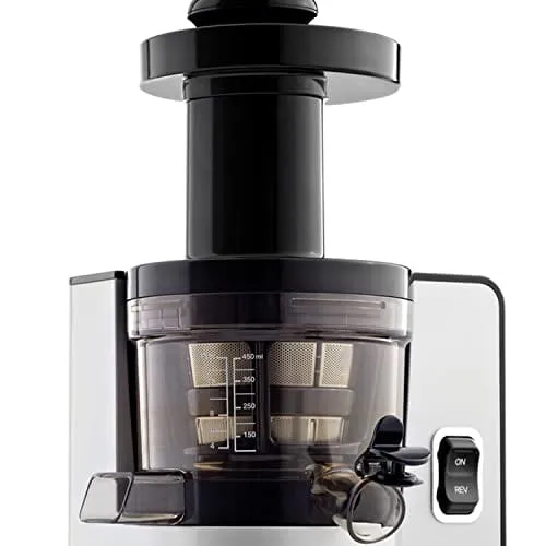 Omega VSJ843QS Juicer Vertical Slow Masticating Juice Extractor 43 RPM Compact Design with Automatic Pulp Ejection, 150-Watt, Silver