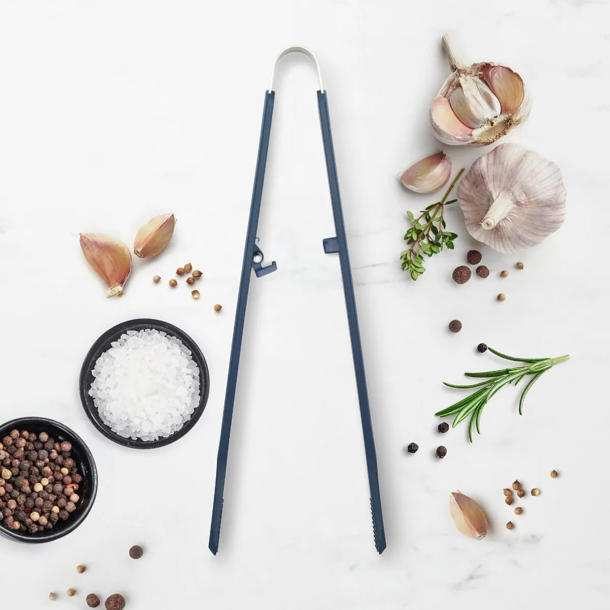 Platinum Silicone Tongs | Navy