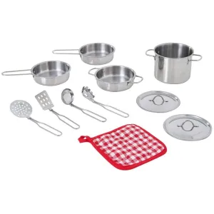 Play Cooking Set - Steel - Play Kitchen Accessories - Pans and Utensils