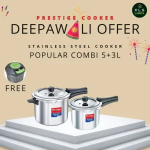 Prestige  Popular Stainless Steel Svachh Cooker Diwali Combo( 5   3L)