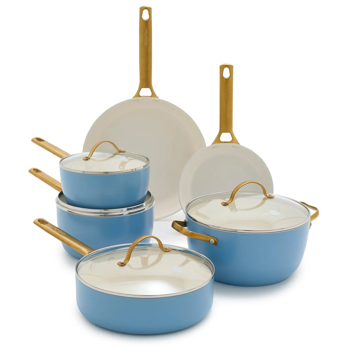 Reserve Ceramic Nonstick 10-Piece Cookware Set | Sky Blue