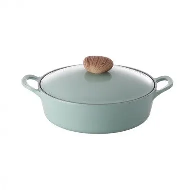 Retro  Casseroles Low  Green Induction with Die-Casted Lid