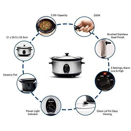 Sabichi Haden 3.5L Slow Cooker/Electric Multi-Function Cooker/Rice Cooker