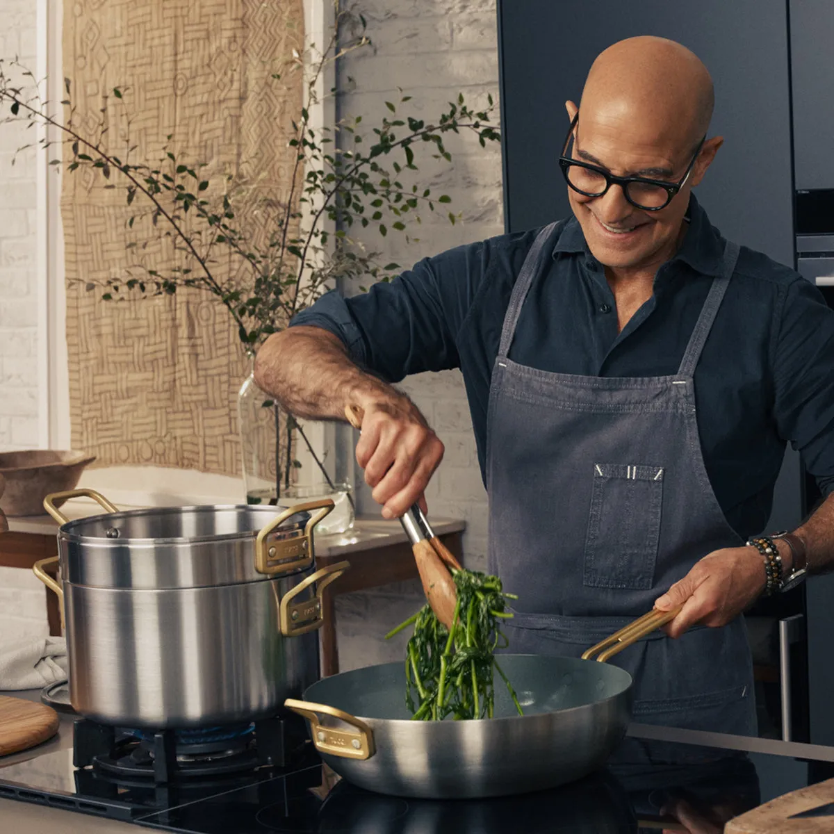 Stanley Tucci™ Mixed Material Stainless Steel 11-Piece Cookware Set with the Tucci Cookbook