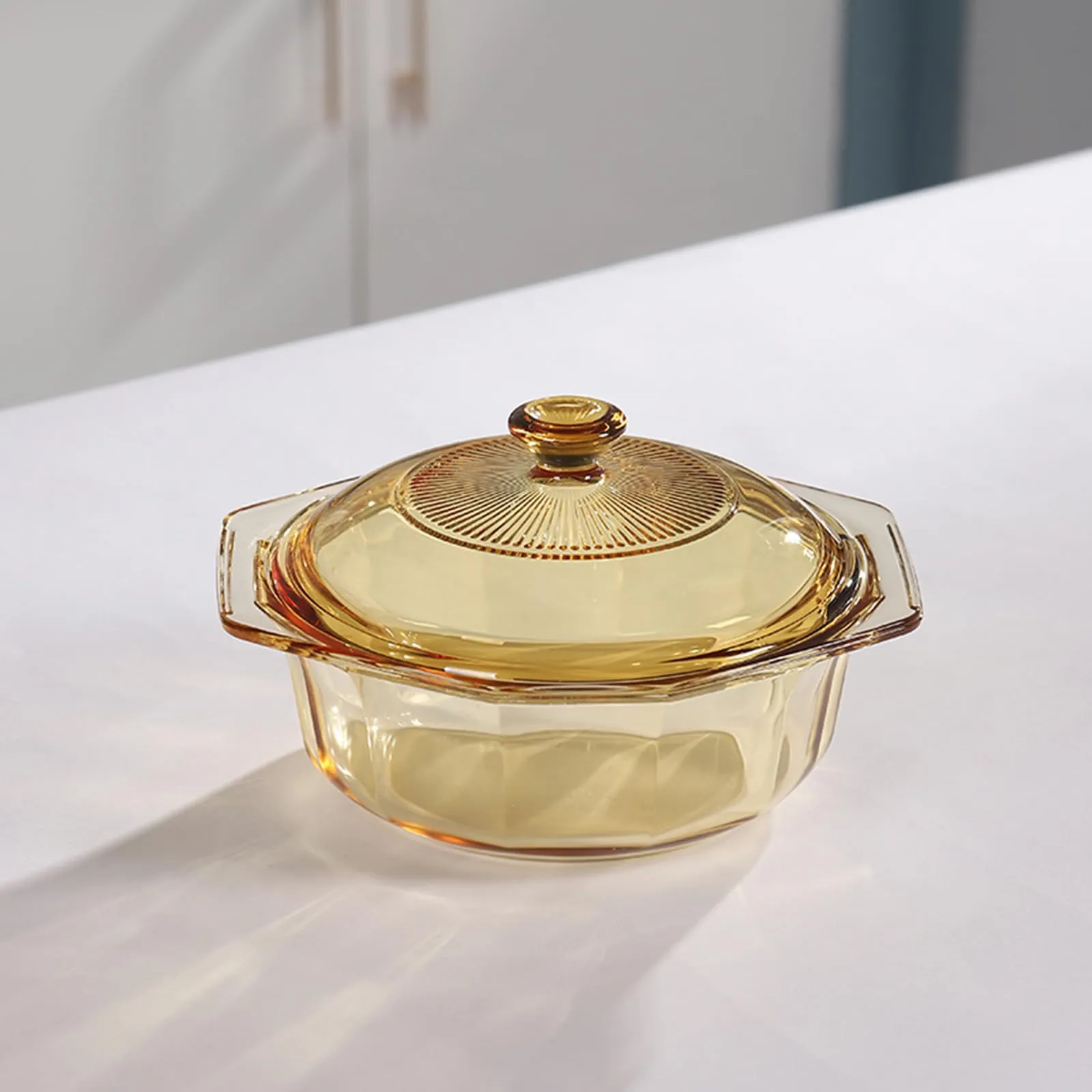 The Better Home Zest Series Borosilicate Glass Serving Casserole (1.1L) | Glass Bowl With Lid | Glass Casserole With Glass Lid | Microwave & Dishwasher Safe | Gift For Housewarming (Amber)