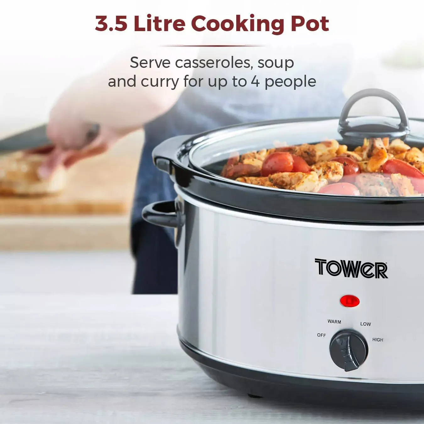 Tower 3.5 Litre Stainless Steel Slow Cooker