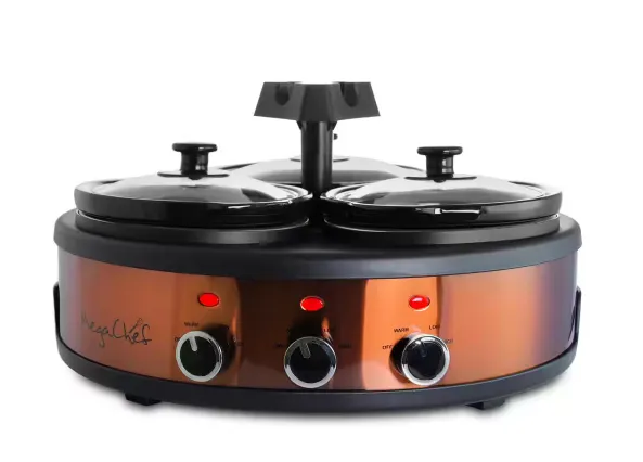 Triple Copper Slow Cooker with Glass Lids