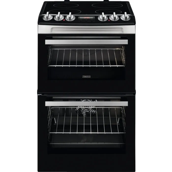 Zanussi ZCV46250XA Ceramic Electric Cooker with Double Oven, Stainless Steel, A Rated